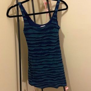 free people navy frill sleeveless bodycon dress